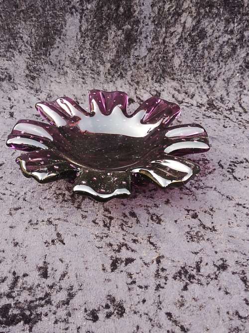Unusual Dark Purple with bubbles Murano bowl