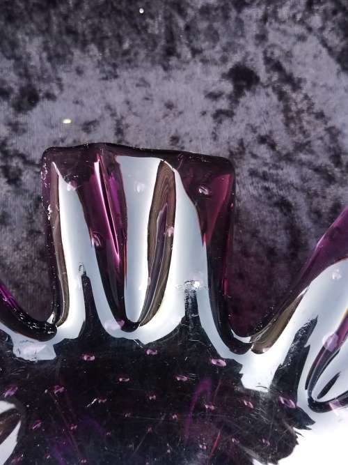 Unusual Dark Purple with bubbles Murano bowl