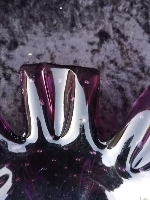 Unusual Dark Purple with bubbles Murano bowl