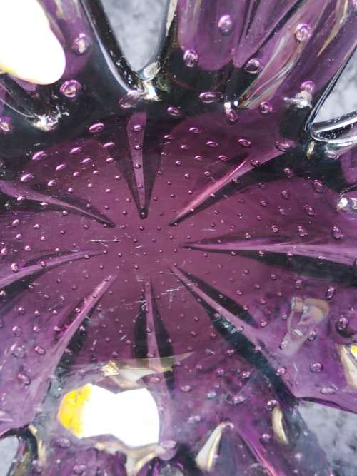 Unusual Dark Purple with bubbles Murano bowl