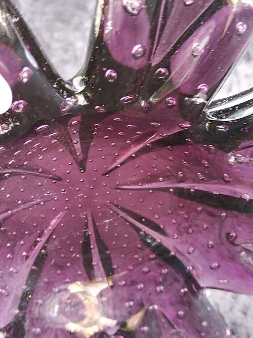 Unusual Dark Purple with bubbles Murano bowl