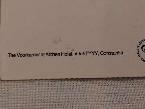 The Voorkamer at Alphen Hotel, Constantia