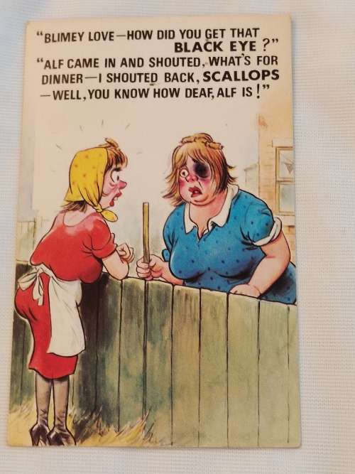 `Blimey love - How did you get that BLACK EYE?` Post Card