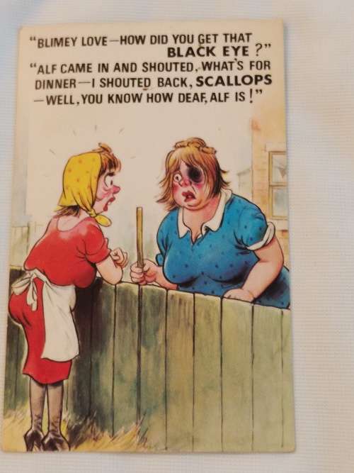 `Blimey love - How did you get that BLACK EYE?` Post Card