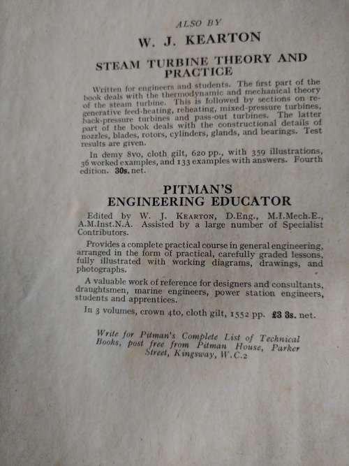 Steam Turbine operation by William J. Kearton - 1945