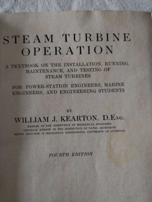 Steam Turbine operation by William J. Kearton - 1945