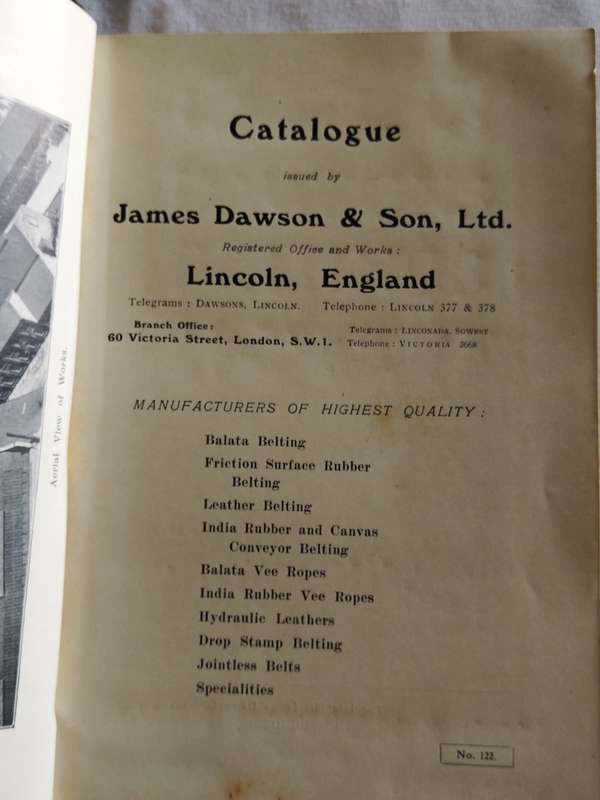 Catalogue issued by James Dawson & Son Ltd, Lincoln England
