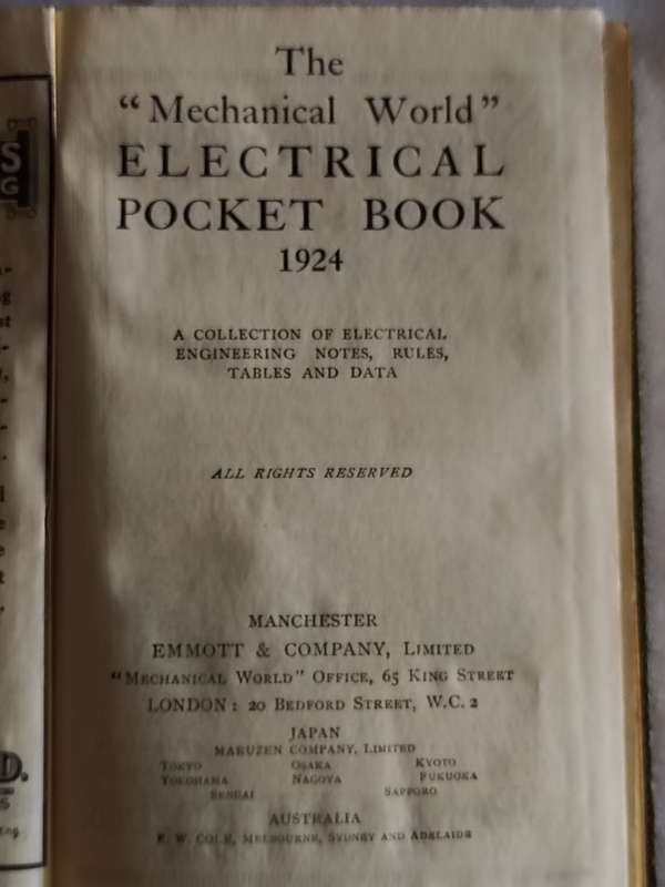 `Mechanical world` Electrical Pocket book - 1924