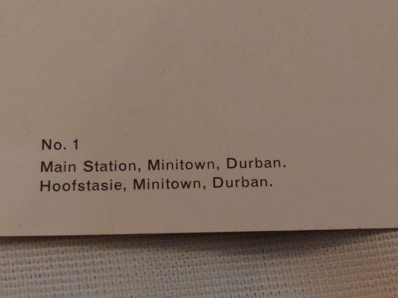 Main Station Minitown Durban. Post Card