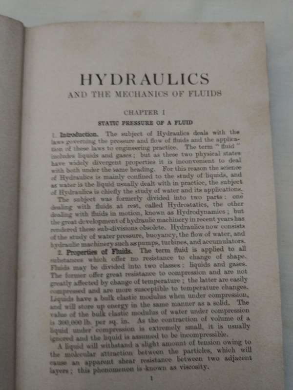 Hydraulics and the Mechanics of fluids, A Textbook by E.H. Lewitt - 1942