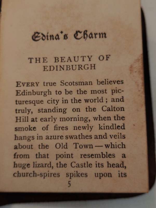 Miniature Book Edin`s Charm, prose, poems & Pictures of Edinburgh Circa 1920