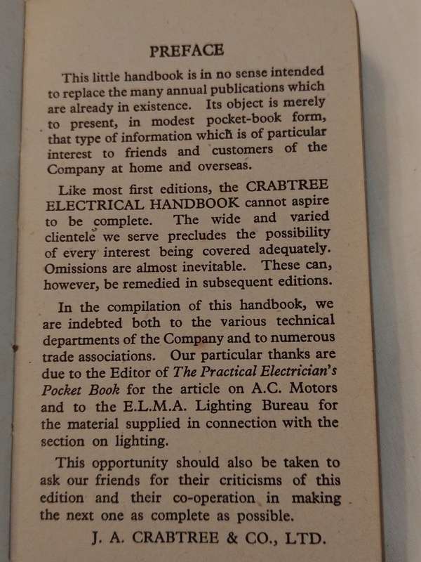 Crabtree Electrical Handbook - 1941
