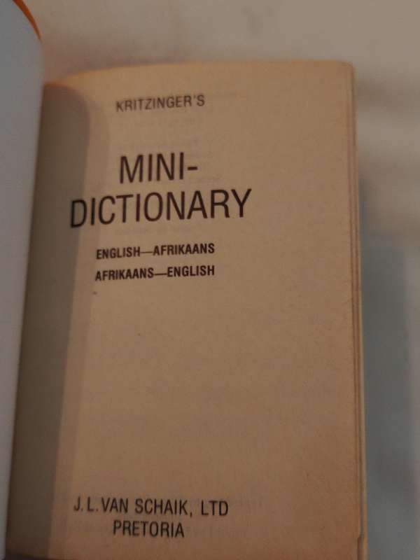 Kritzingers Mini-Dictionary English-Afrikaans & Afrikaans English