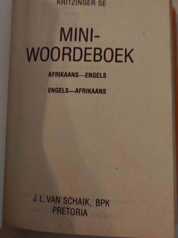 Kritzingers Mini-Dictionary English-Afrikaans & Afrikaans English