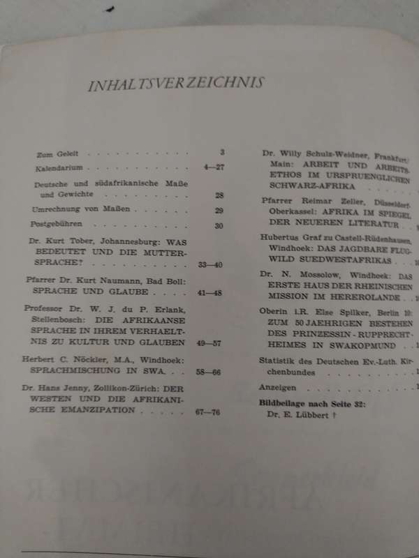 Afrikanischer Heimat-Kalender 1964