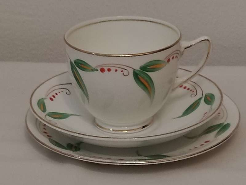 Adderley Made in England Bone China, Hand Painted Tea Trio (d)