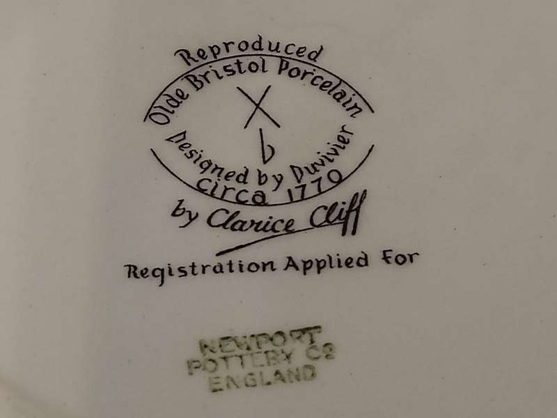 Reproduced Olde Bristol Porcelain by Clarice Cliff.