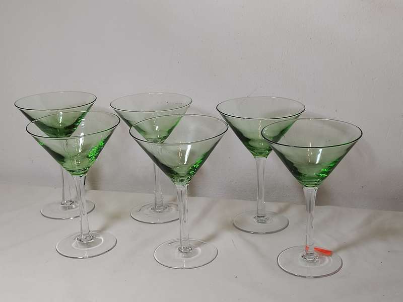 x6 Green Martini Glasses