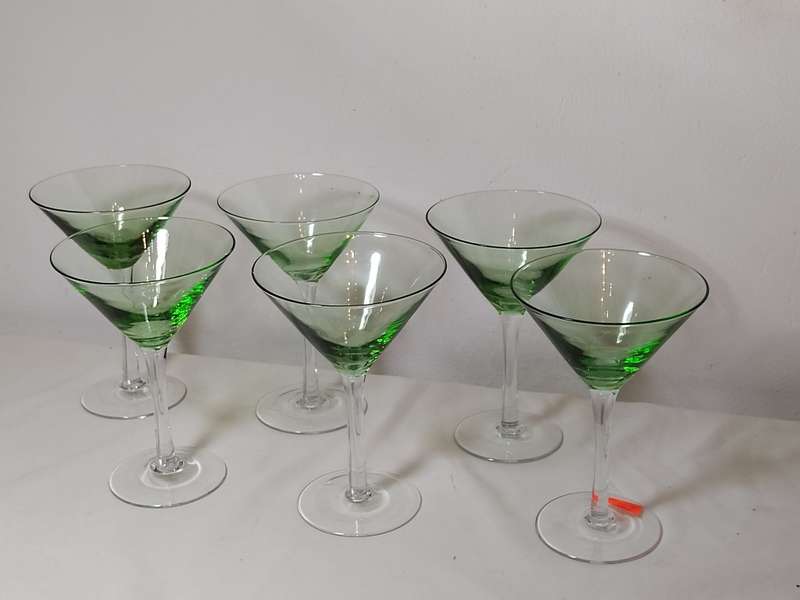 x6 Green Martini Glasses