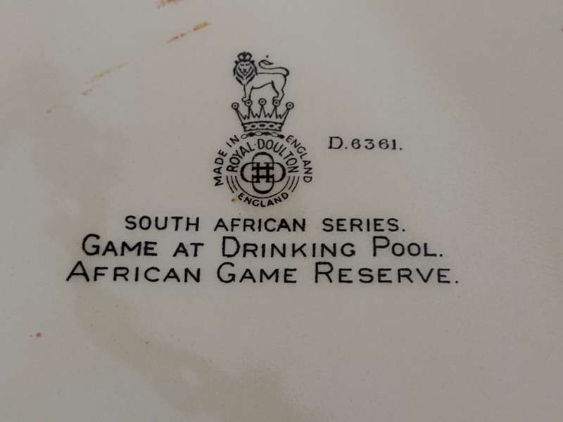 Royal Doulton, South African Series. Game at Drinking Pool. African Game Reserve