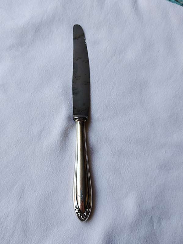 800 Silver handle knife. Engraved 25.4.1937