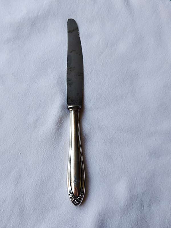 800 Silver handle knife. Engraved 25.4.1937