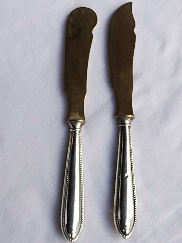 Two 830 Silver cheese knifes