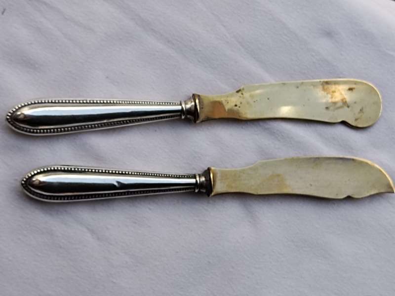 Two 830 Silver cheese knifes