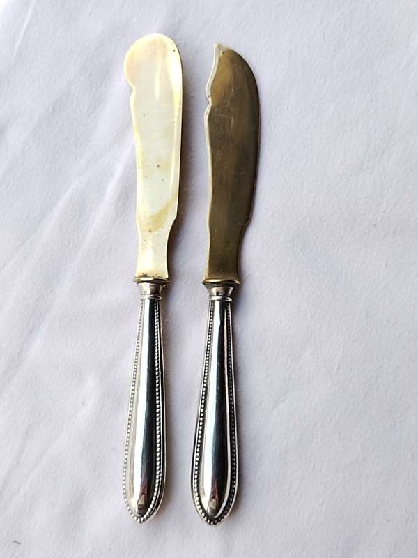 Two 830 Silver cheese knifes