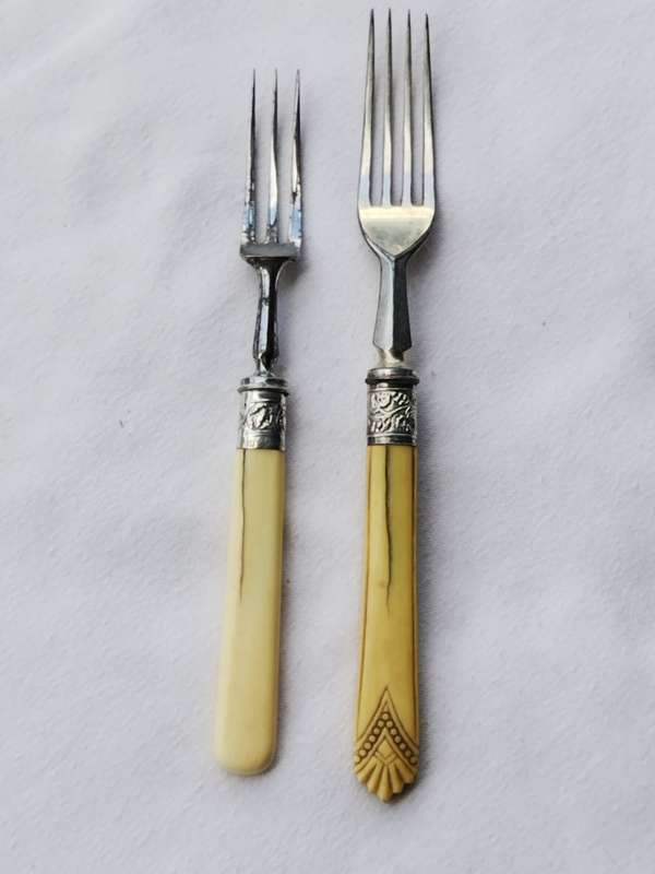 Two Fruit bone handle forks