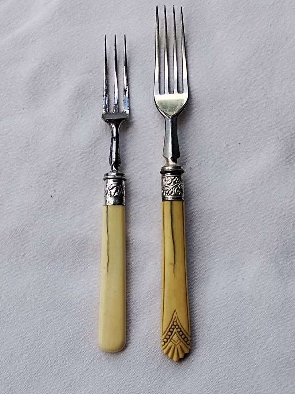 Two Fruit bone handle forks