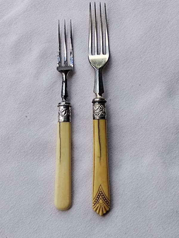 Two Fruit bone handle forks