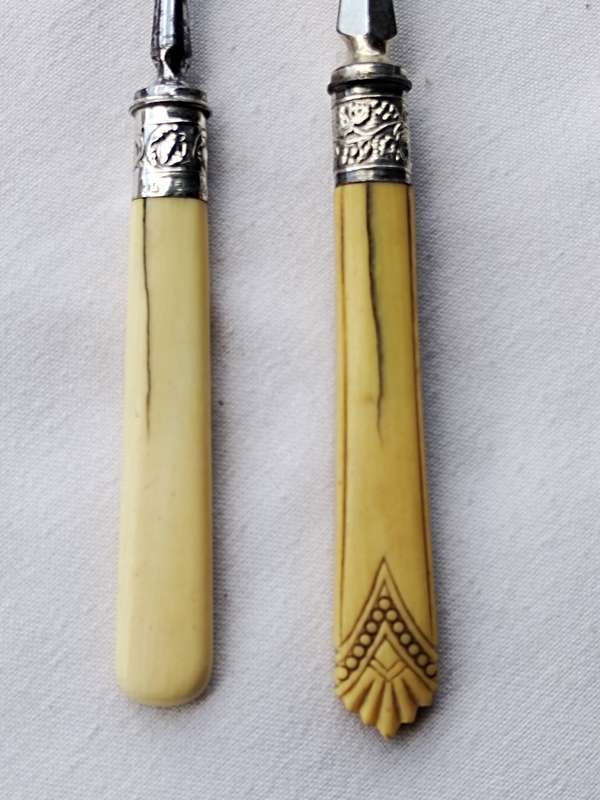 Two Fruit bone handle forks