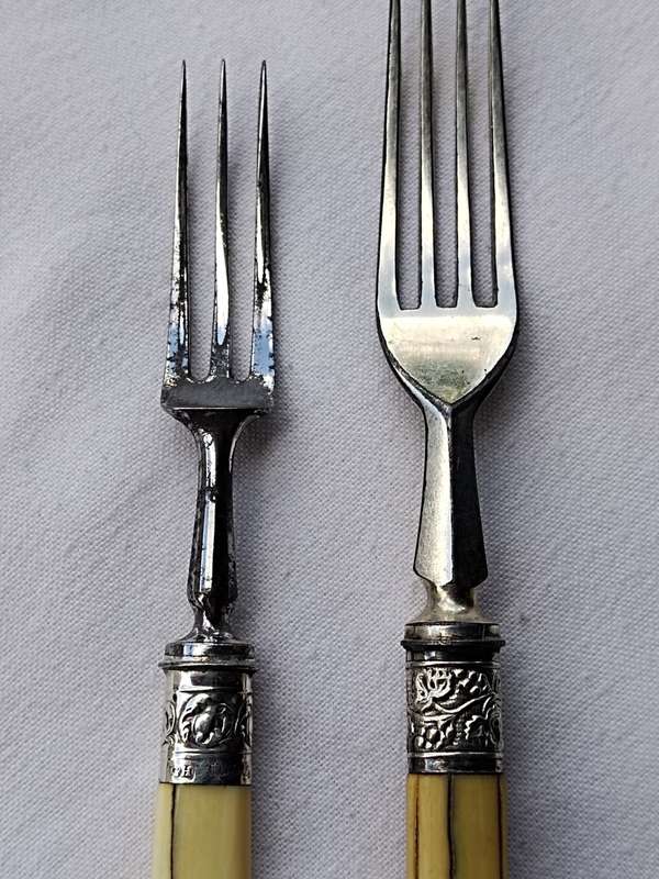 Two Fruit bone handle forks