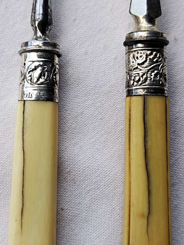 Two Fruit bone handle forks