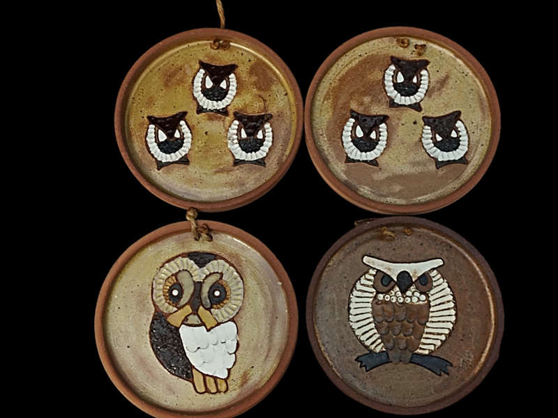 x4 Owl Plates  (pottery)