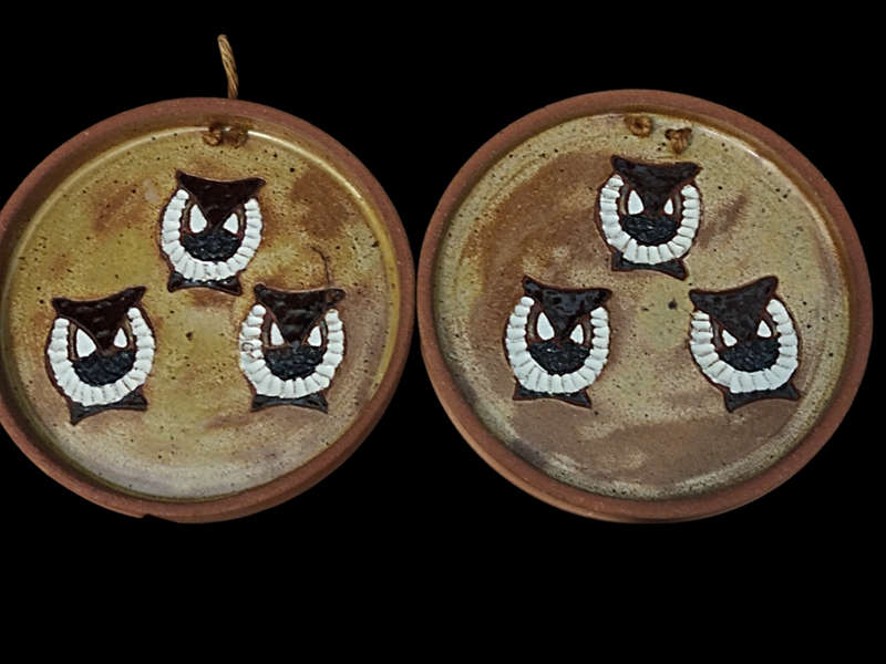 x4 Owl Plates  (pottery)