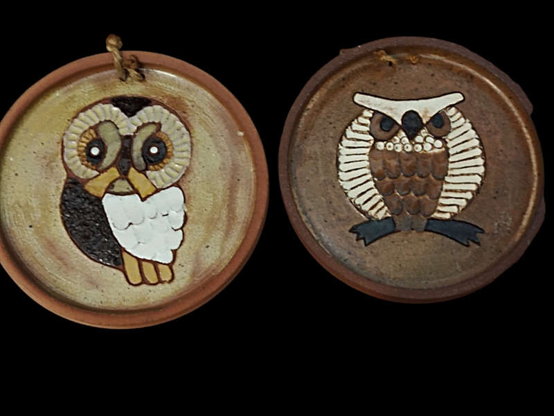 x4 Owl Plates  (pottery)