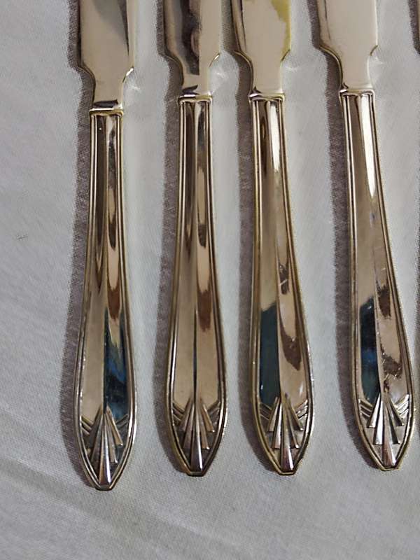 Set X6 EPNS Art Deco Fruit Knifes
