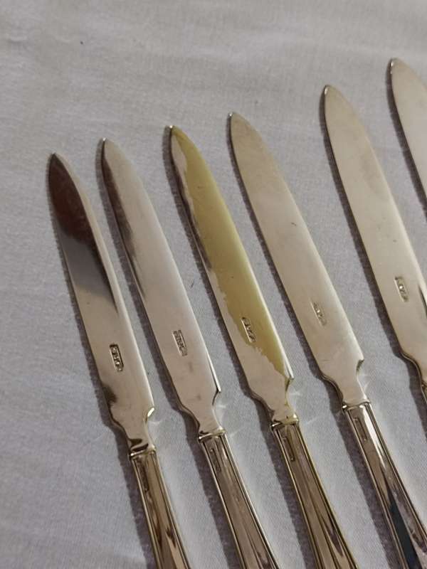 Set X6 EPNS Art Deco Fruit Knifes