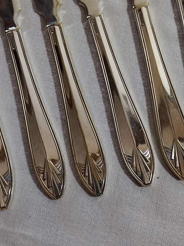 Set X6 EPNS Art Deco Fruit Knifes