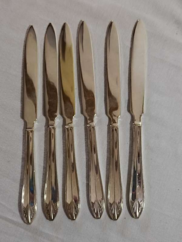 Set X6 EPNS Art Deco Fruit Knifes