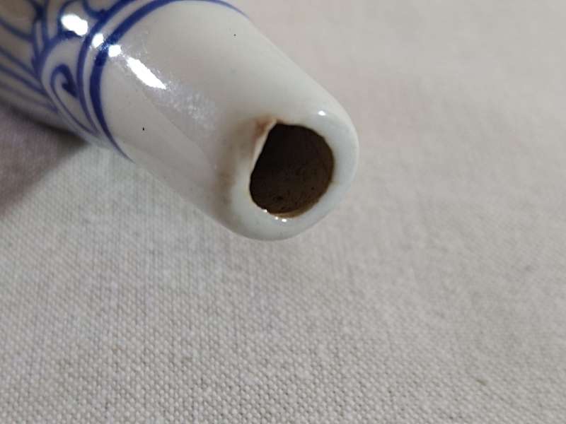 Vintage Indian ornate animal ceramic smoking pipe