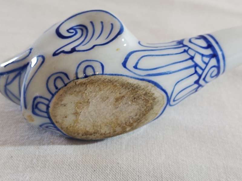 Vintage Indian ornate animal ceramic smoking pipe