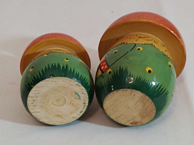 Vintage Russian Wooden Lacquer Podbrezova Mushroom Forest Man Figurine