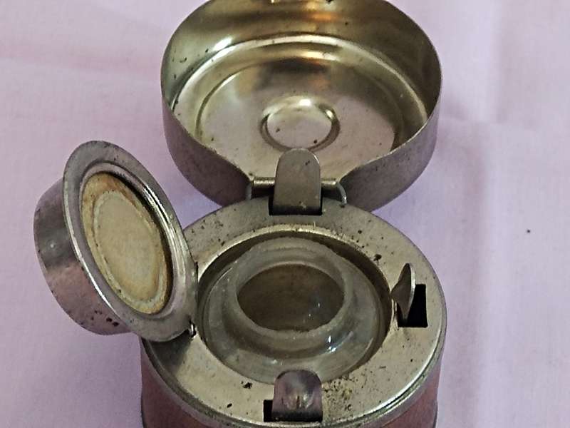 Leather Cased Ink Well Campaign Traveling Portable inkwell