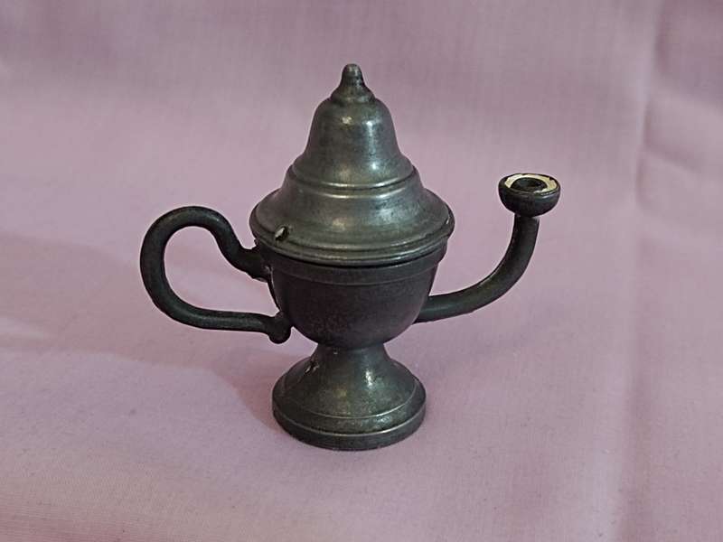 Pewter Dollhouse Miniature tea pot and lid