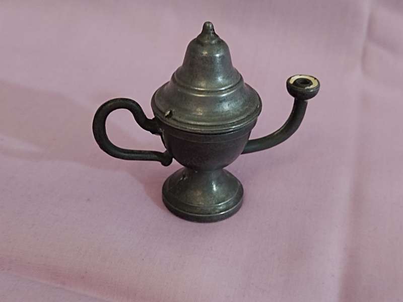 Pewter Dollhouse Miniature tea pot and lid