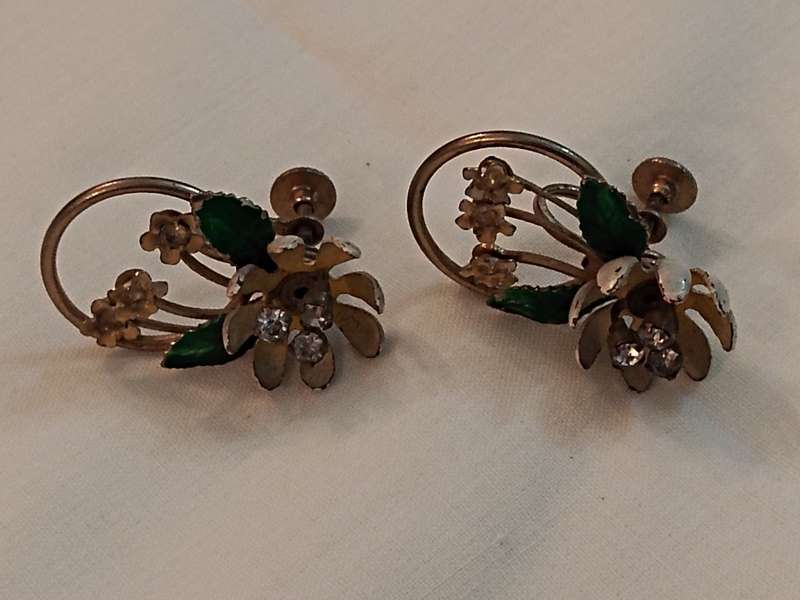 Circa 1950 metal flower earrings