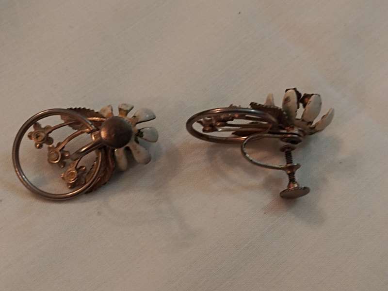 Circa 1950 metal flower earrings